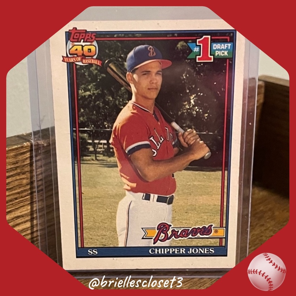 ⚾️ Chipper Jones Vintage Topps Baseball Card, #1 Draft Pick/Rookie Card - Mint